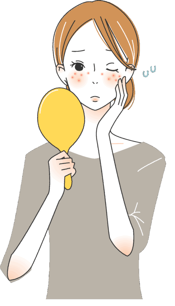 肌荒れに悩む女性